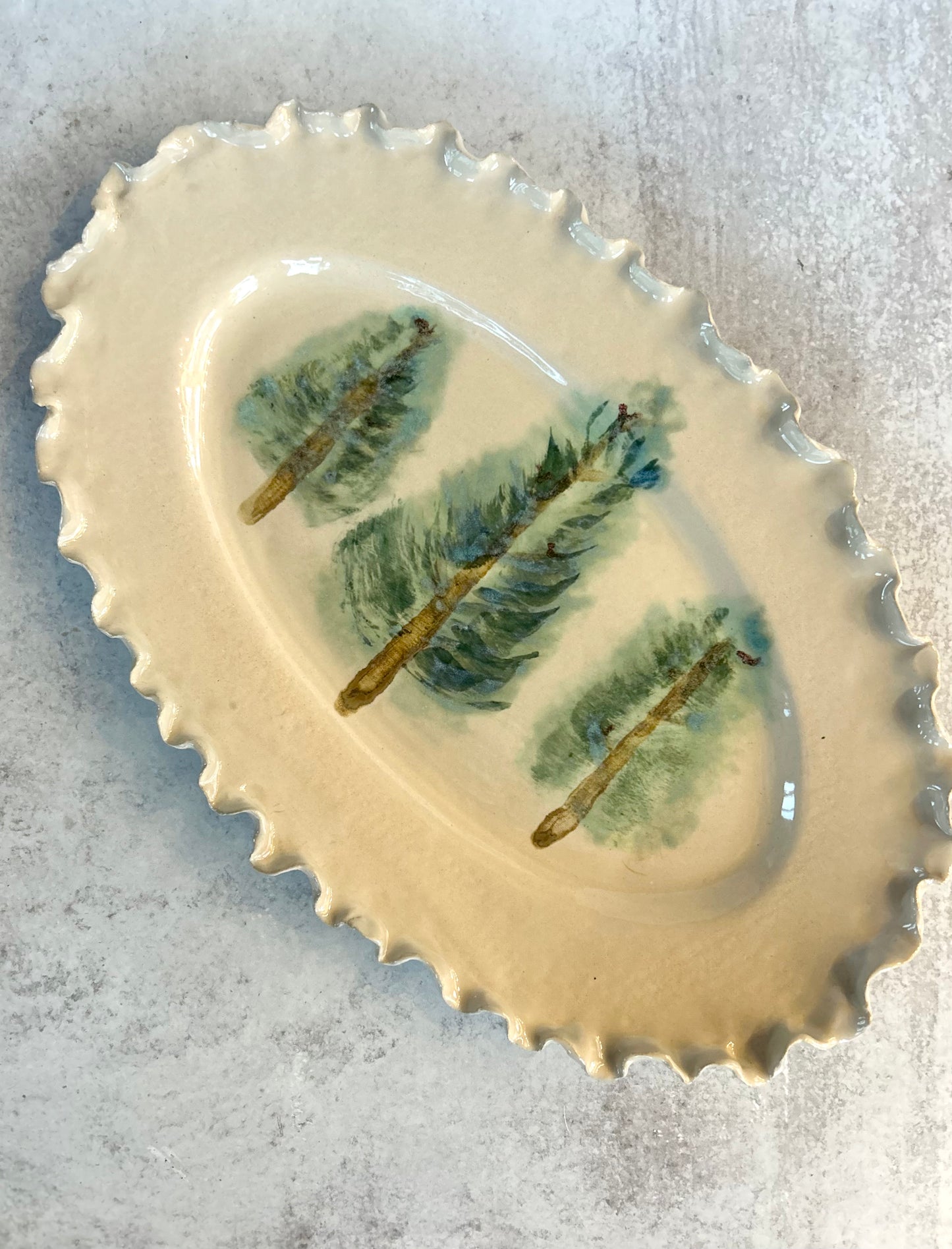 Susan Youngblood - Scalloped Watercolor Christmas Tree Platter