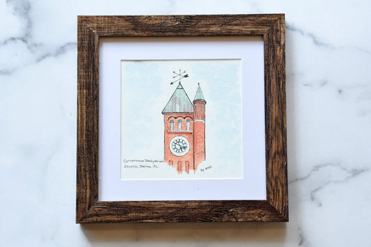 Kathy Prince - Church Watercolor Framed