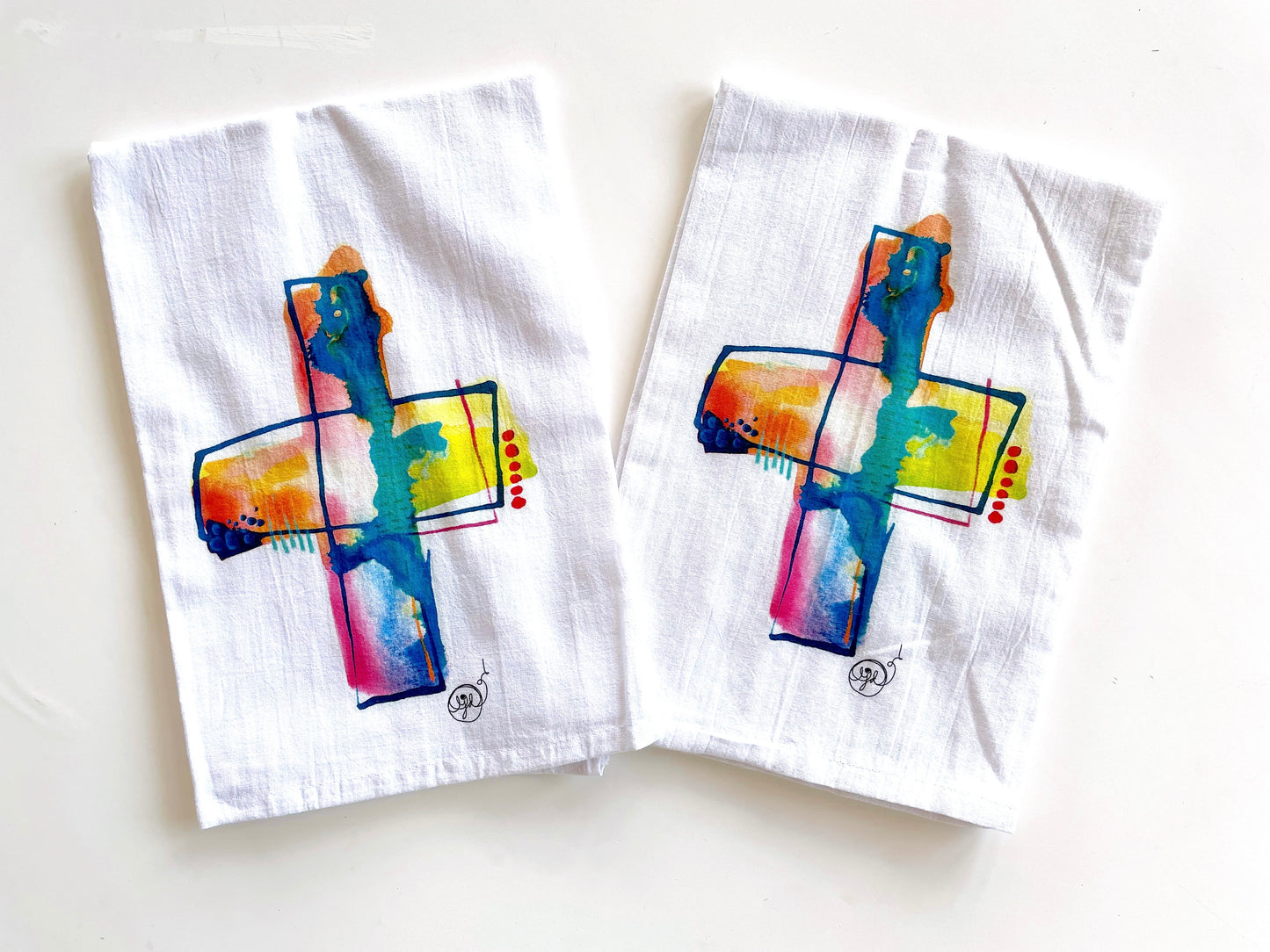 Lauren Duncan Watercolor Cross Tea Towels