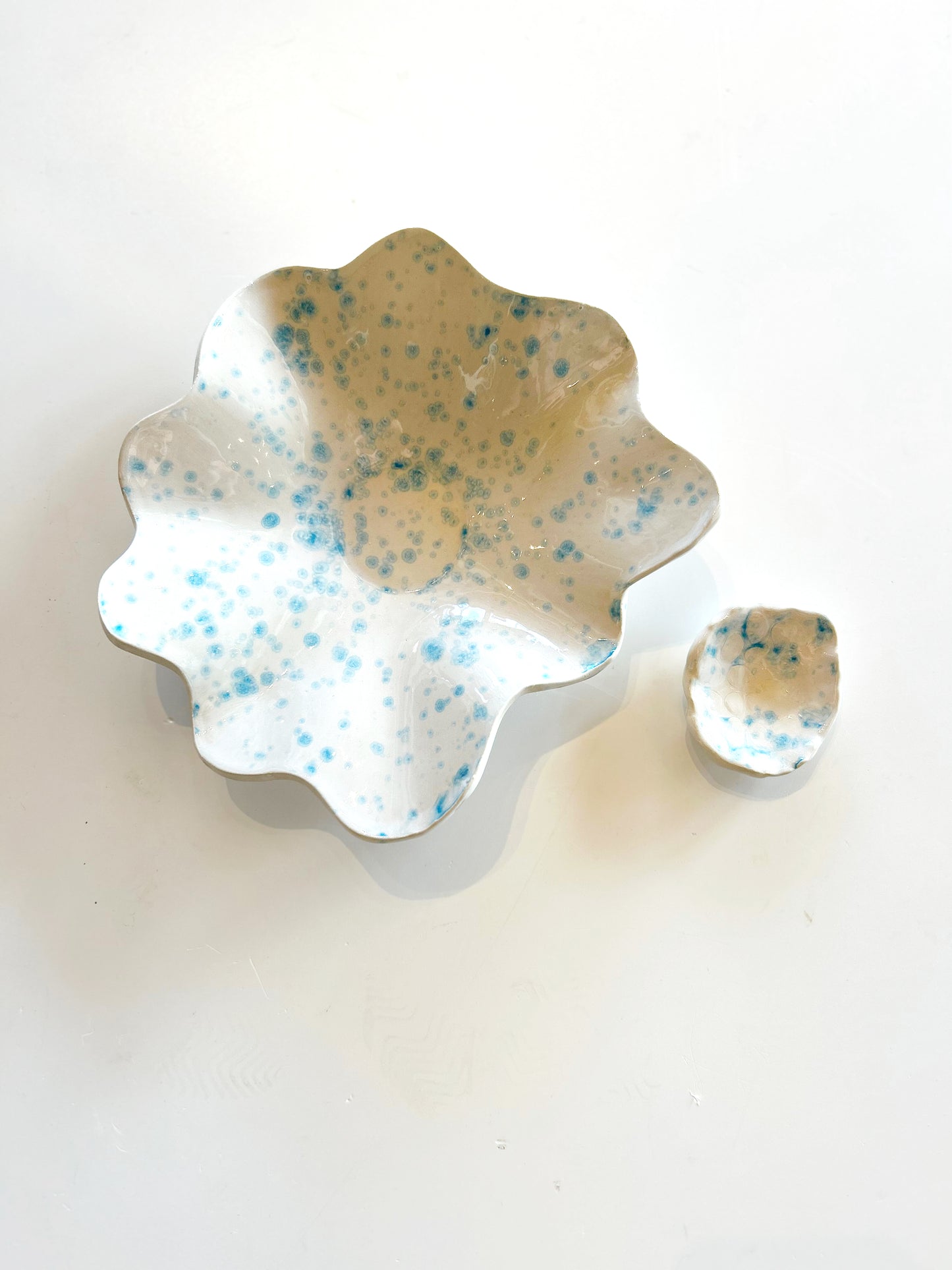 Emily Adkins teal speckled ring dish